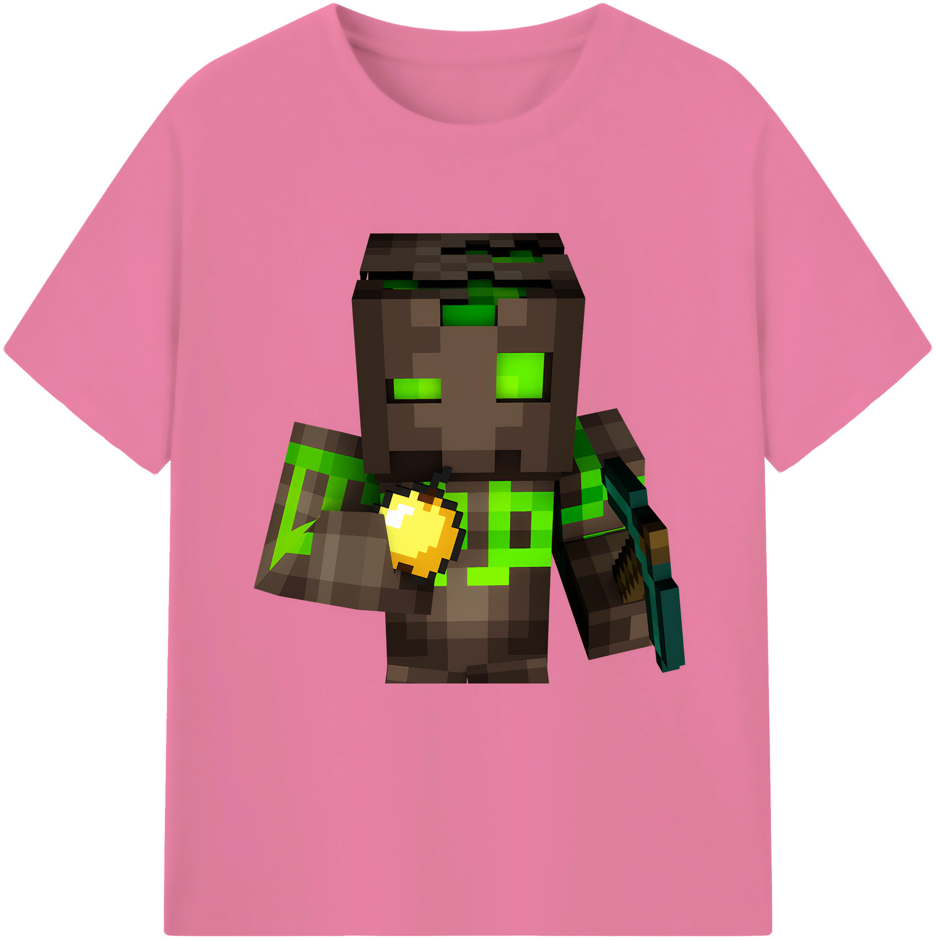 （画像用） マインクラフト ブロックの世界 Minecraft MC Block world 綿100％半袖Tシャツ（フロントプリント）